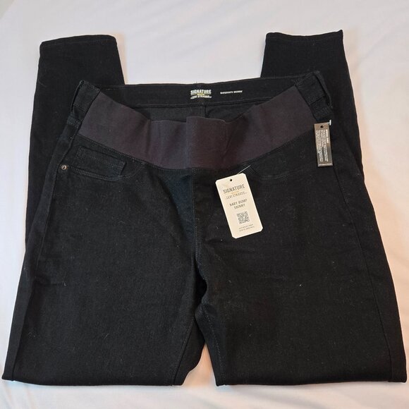 Signature by Levi Strauss Gold Women Maternity Baby Bump Skinny Jeans Sz L Black - Picture 2 of 9